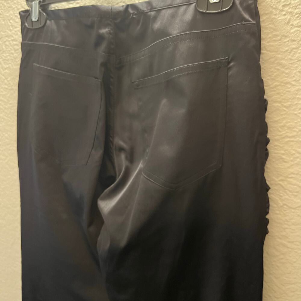 Seven Express Y2K Ruched Satin Cargo Pants Flare Leg Black 26 Cyber Clubwear - Picture 10 of 10